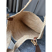 Loewe Slit Bag in Raffia And Calfskin Beige 30x8x30cm - 5