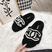 Chanel CC Fur Slides Black - 5