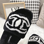 Chanel CC Fur Slides Black - 3