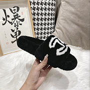 Chanel CC Fur Slides Black - 4