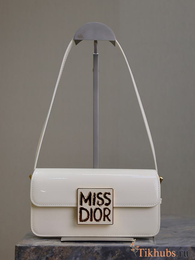 Dior Miss Flap Bag Rope White Patent Calfskin 22 x 11 x 6 cm - 1