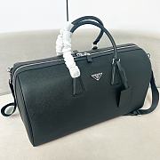 Prada Saffiano Leather Duffle Bag Black 50x27.5x25cm - 5