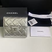 Chanel Wallet Silver Lambskin 10.5x11.5x3cm - 1