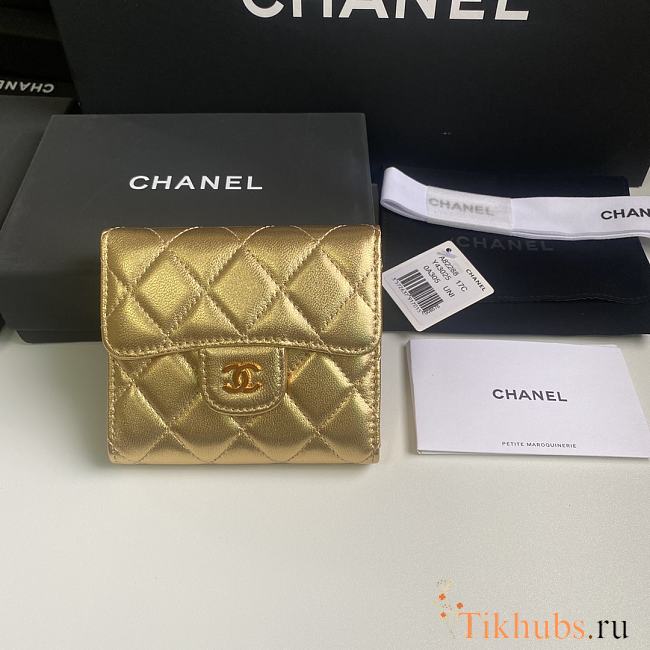 Chanel Wallet Gold Lambskin 10.5x11.5x3cm - 1