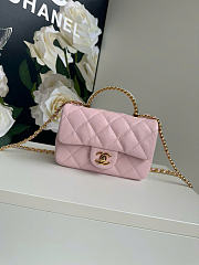 Chanel Top Handle Pink Flap Lambskin 17x11x6cm - 1