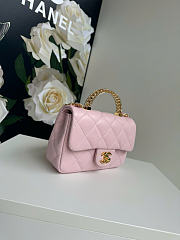 Chanel Top Handle Pink Flap Lambskin 17x11x6cm - 2