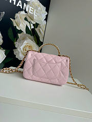 Chanel Top Handle Pink Flap Lambskin 17x11x6cm - 5