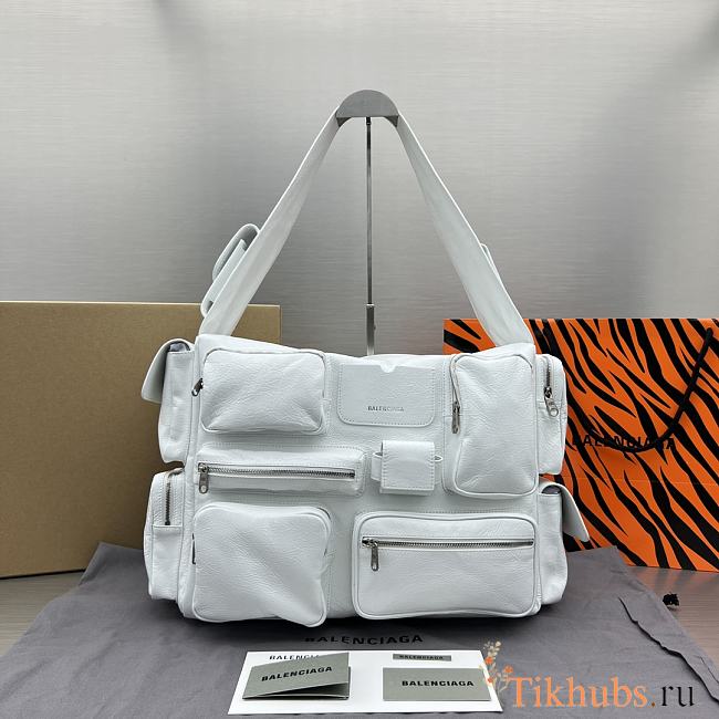 Balenciaga Superbusy Large Sling Bag White Lambskin 41x28x18cm - 1