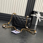 Chanel Mini Flap Bag Lambskin Pearls Gold Black 20x12x6cm - 6