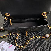 Chanel Mini Flap Bag Lambskin Pearls Gold Black 20x12x6cm - 3