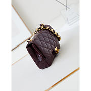 Chanel Classic Flap Bag Leather Burgundy 20x13x4.5cm - 6