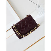 Chanel Classic Flap Bag Leather Burgundy 20x13x4.5cm - 3