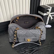 Chanel Large Bowling Bag Denim Gold Grey 33x21.5x14.5cm - 3