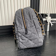 Chanel Maxi Bowling Bag Denim Gold Grey 44x28x15.5cm - 4