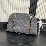 Chanel Maxi Bowling Bag Denim Gold Grey 44x28x15.5cm - 3