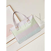 Chanel Printed Denim Gold Shopping Bag Light Pink 45x30x9.5xm - 6
