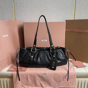 Miu Miu Joie Nappa Leather Black Bag 44x16x10.5cm