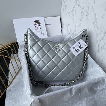 Chanel Hobo Bag Silver 28x25x8cm 