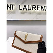 YSL Uptown Leather-trimmed Canvas Pouch Beige 27x16x2cm - 5