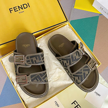 Fendi Feel Sandals Sandals Fabric FF Olive Green