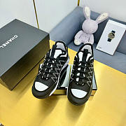 Chanel Sneakers Silk Cowhide Tarps Black White - 2