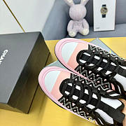 Chanel Sneakers Silk Cowhide Tarps Black Pink White - 2