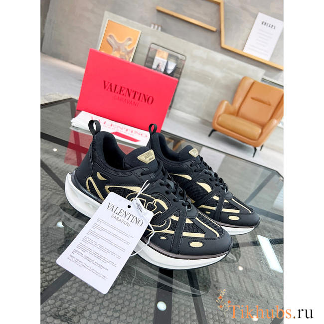 Valentino Vlogo Easyjog Low-Top Calfskin Fabric Sneaker Black - 1