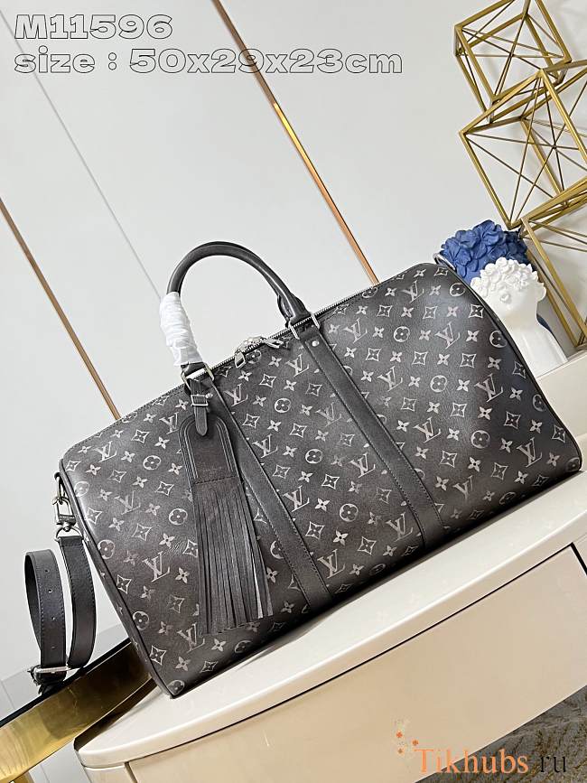 Louis Vuitton LV Keepall 50 Black Bandoulière 50 x 29 x 23 cm  - 1