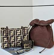 Fendi Small Roll Brown FF Raffia Crochet 23x19.5x15cm - 3