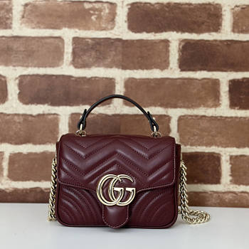 Gucci GG Marmont Mini Top Handle Bag Red Wine 17x13x6cm