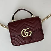 Gucci GG Marmont Mini Top Handle Bag Red Wine 17x13x6cm - 3