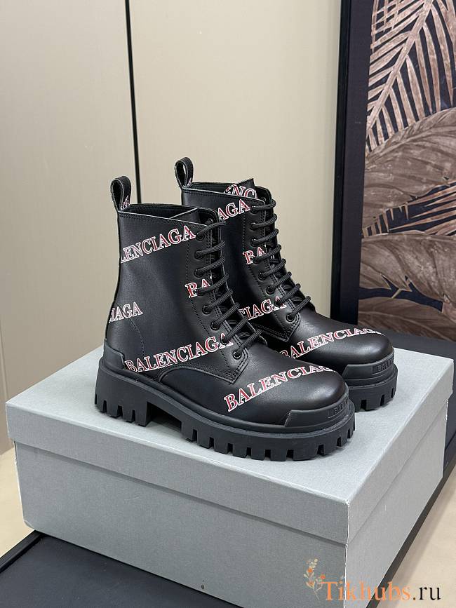 Balenciaga Leather Lace Up Combat Boots - 1