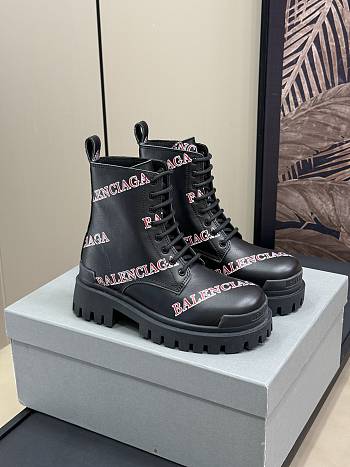 Balenciaga Leather Lace Up Combat Boots