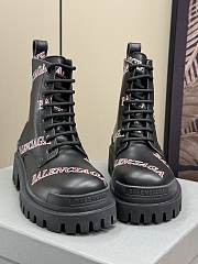 Balenciaga Leather Lace Up Combat Boots - 5