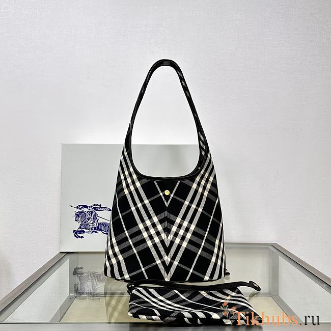 Burberry Small Check Shoulder Bag Black 26.5 x 13.5 x 46.5cm - 1