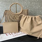 Valentino Allknots Woven Leather Shopper Beige 38x34x7cm - 5