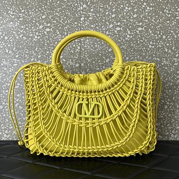 Valentino Allknots Woven Leather Shopper Green 38x34x7cm