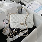 Chanel Top Handle Bag White Lambskin Gold 20x12x6cm - 1