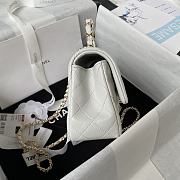 Chanel Top Handle Bag White Lambskin Gold 20x12x6cm - 5