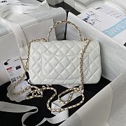 Chanel Top Handle Bag White Lambskin Gold 20x12x6cm - 3