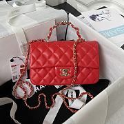 Chanel Top Handle Bag Red Lambskin Gold 20x12x6cm - 1