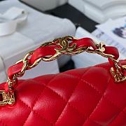 Chanel Top Handle Bag Red Lambskin Gold 20x12x6cm - 6