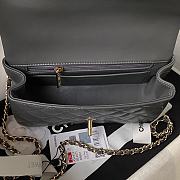 Chanel Top Handle Bag Grey Lambskin Gold 20x12x6cm - 3