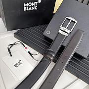 Mont Blanc Black Belt Square Buckle 3.5cm - 2