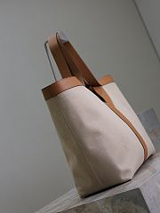 YSL Tote Bag Beige Canvas Leather 50×33×16cm - 4