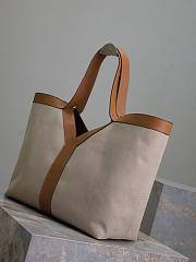 YSL Tote Bag Beige Canvas Leather 50×33×16cm - 3