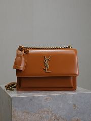 YSL Sunset Shoulder Bag Brown 22cm - 1