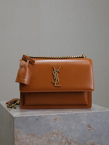 YSL Sunset Shoulder Bag Brown 22cm