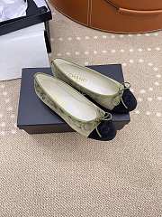 Chanel Ballerina Green Black Velvet Flat - 1