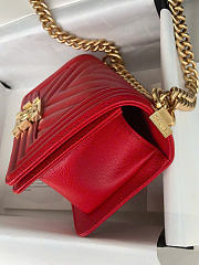 Chanel Small Leboy Bag Red Caviar Gold 20cm - 5